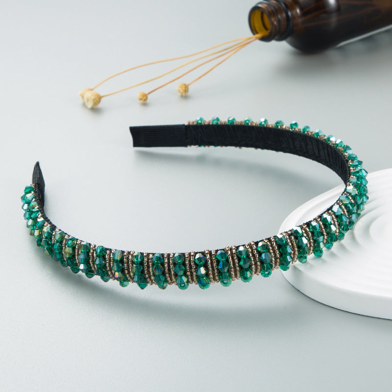 Hair Hoop Hand-woven Beaded Headband Female Baroque Sponge Hair Bundle Korean Face Wash Hair Accessories