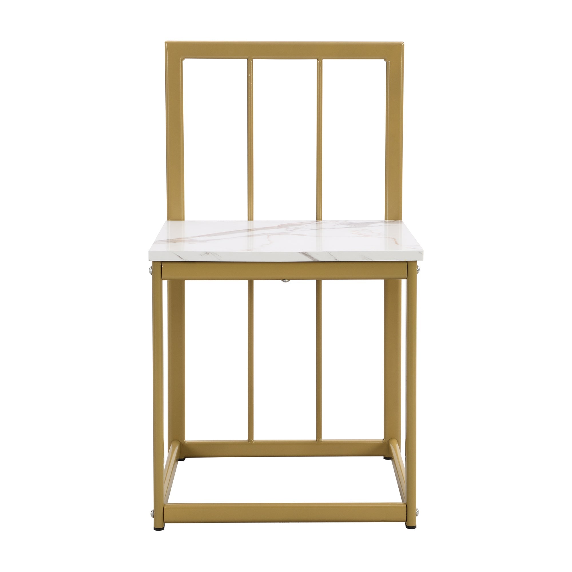 TOPMAX Modern 7-Piece Dining Table Set with Faux Marble Compact 55Inch Kitchen Table Set for 6 Golden+White