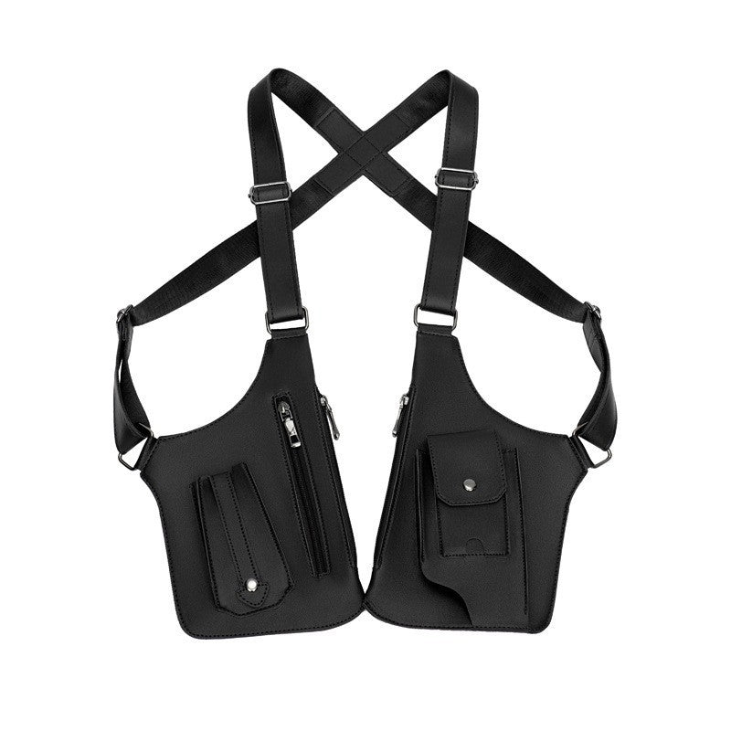 A medieval - style leather harness bag that is an anti - theft wallet, phone pouch, and suitable for men&
