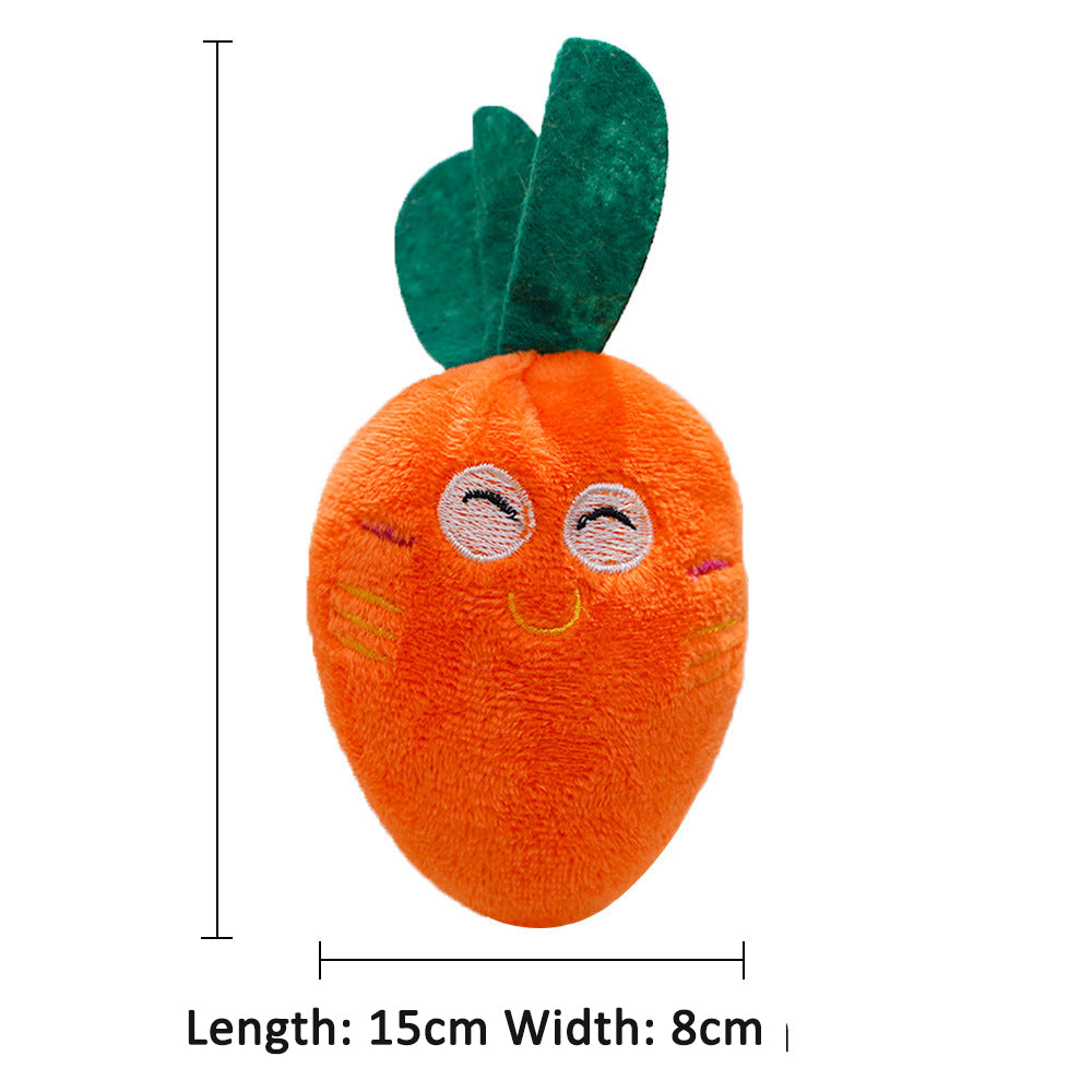 Double Bone Chicken Leg Fruit Carrot Vegetable Pet Dog Cat Plush Squeaky Durable Chew Toy Supplies