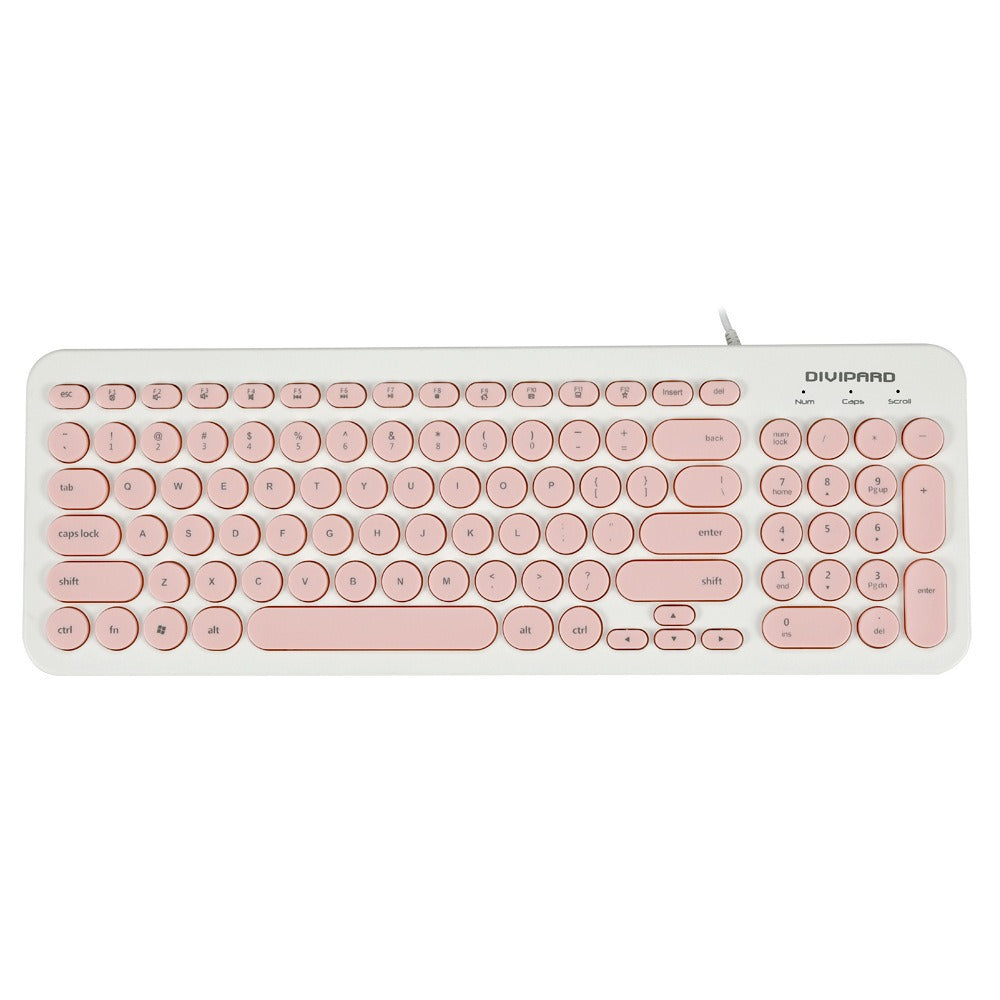 D520 Silent Wired Esports Keyboard USB Ultra Thin 104 Key Business Office Retro Punk Computer Gaming Keyboard