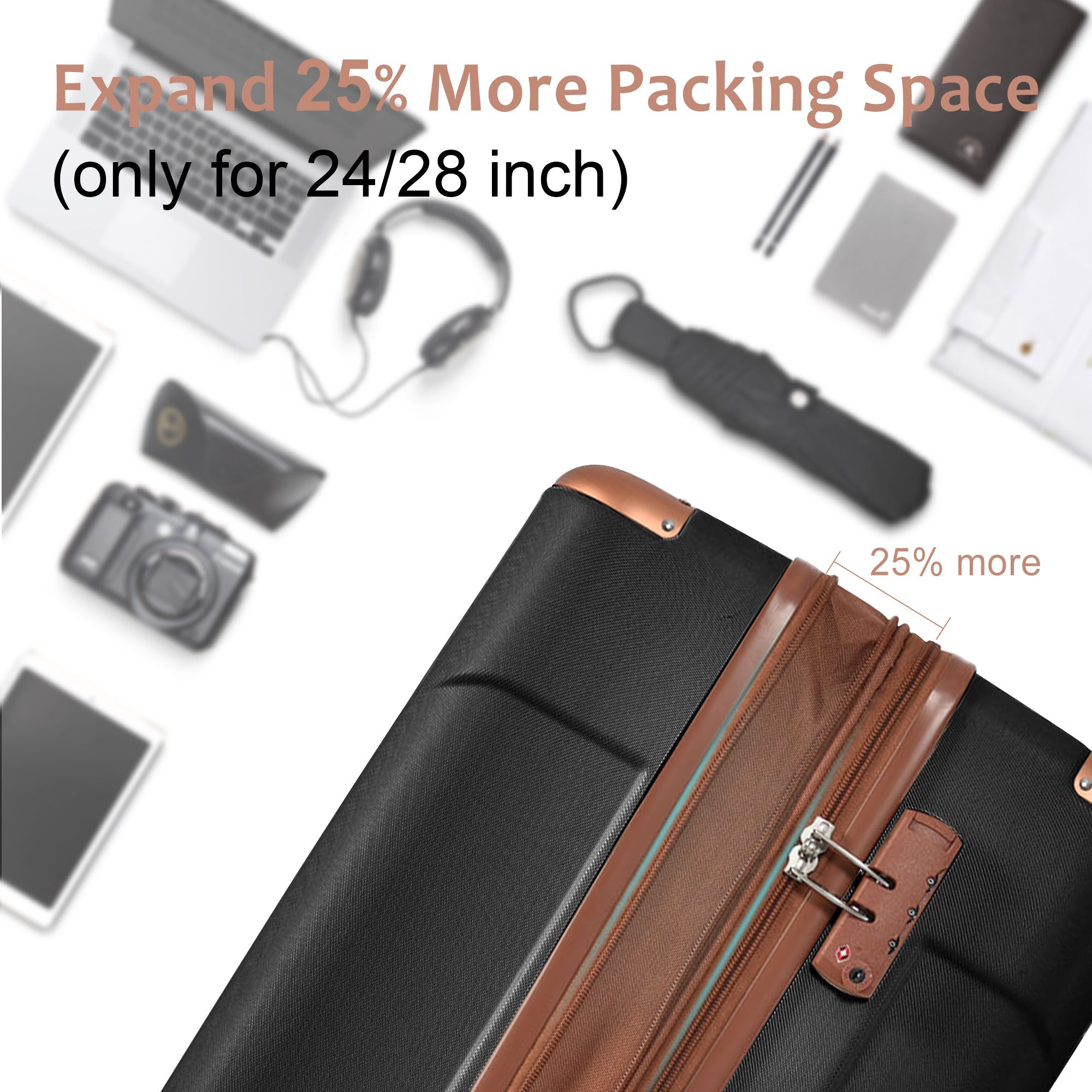 Hardshell Luggage Spinner Suitcase with TSA Lock Lightweight Expandable 24&