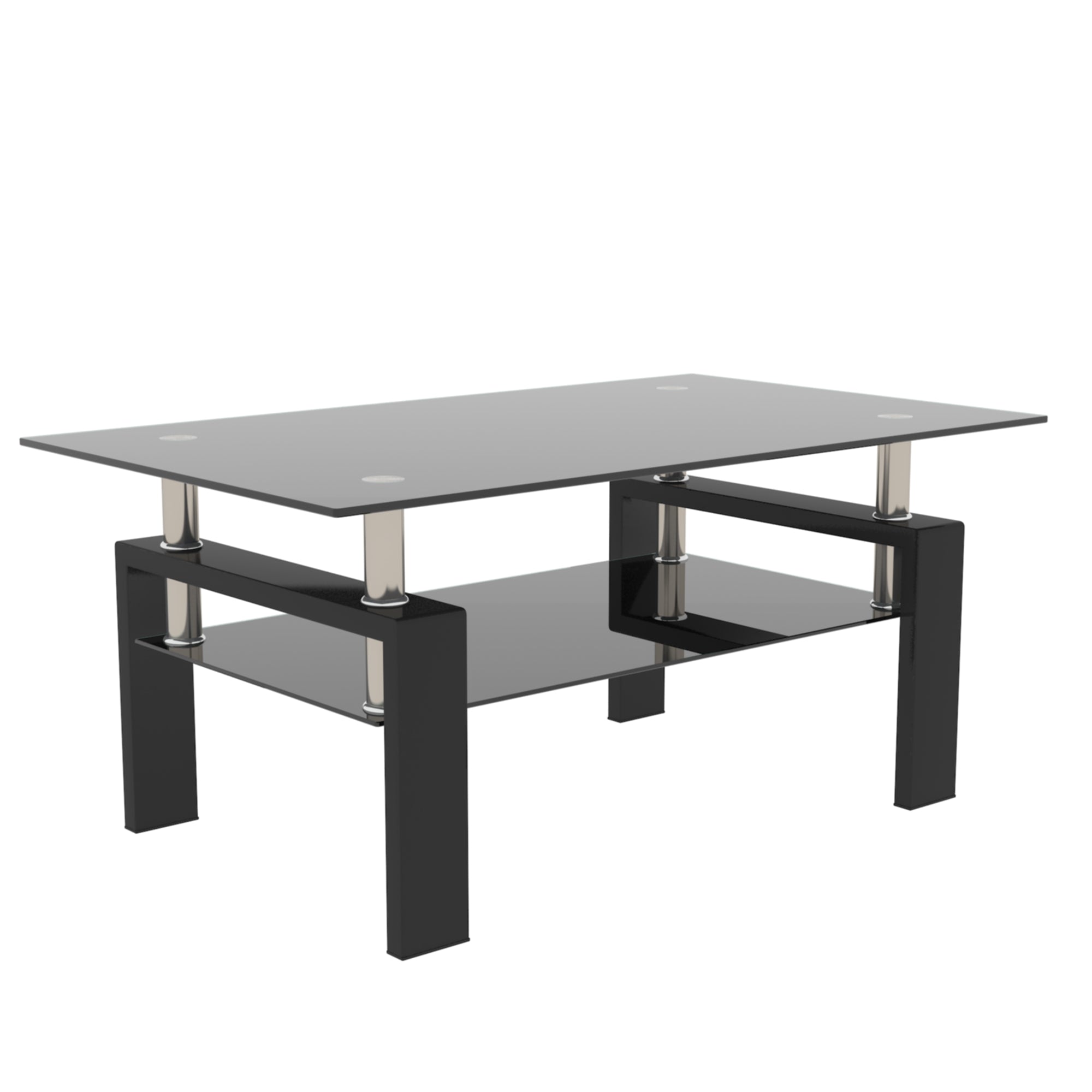 Rectangle Black Glass Coffee Table Clear Coffee Table Modern Side Center Tables for Living Room Living Room Furniture