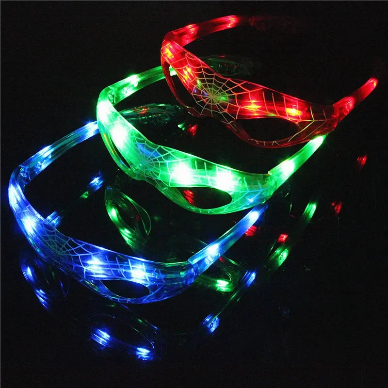 Disney Spiderman Glowing Glasses Marvel Anime Figure LED Flashing Glasses Sunglasses Cartoon Children&