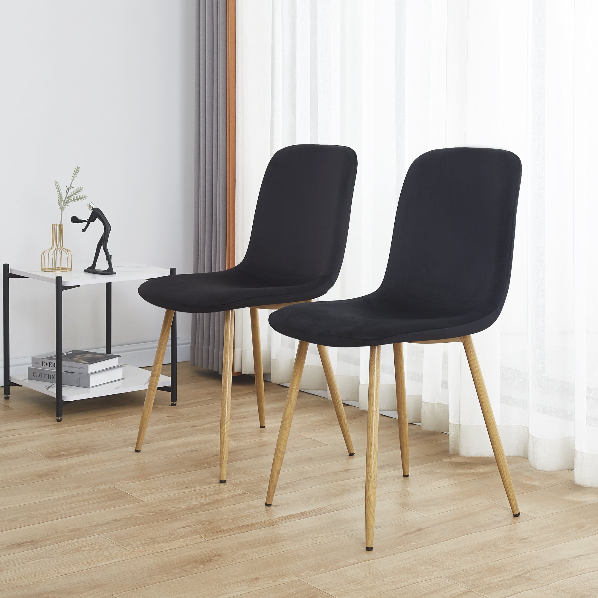Dining Chair 4PCS(BLACK)Modern style New technology Suitable for restaurants cafes taverns offices