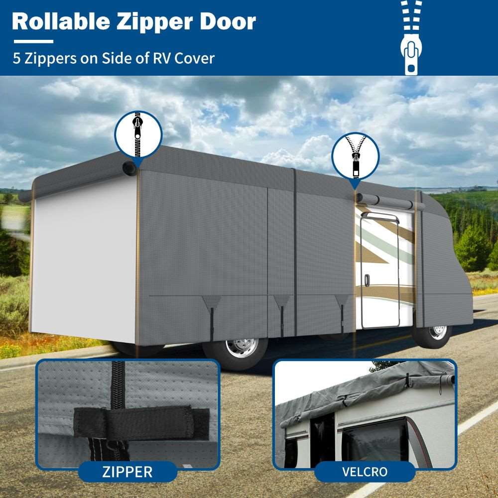 Umbrauto RV Cover Class C Upgraded 7 Layers Anti-UV Top Panel Motorhome Cover,Gray