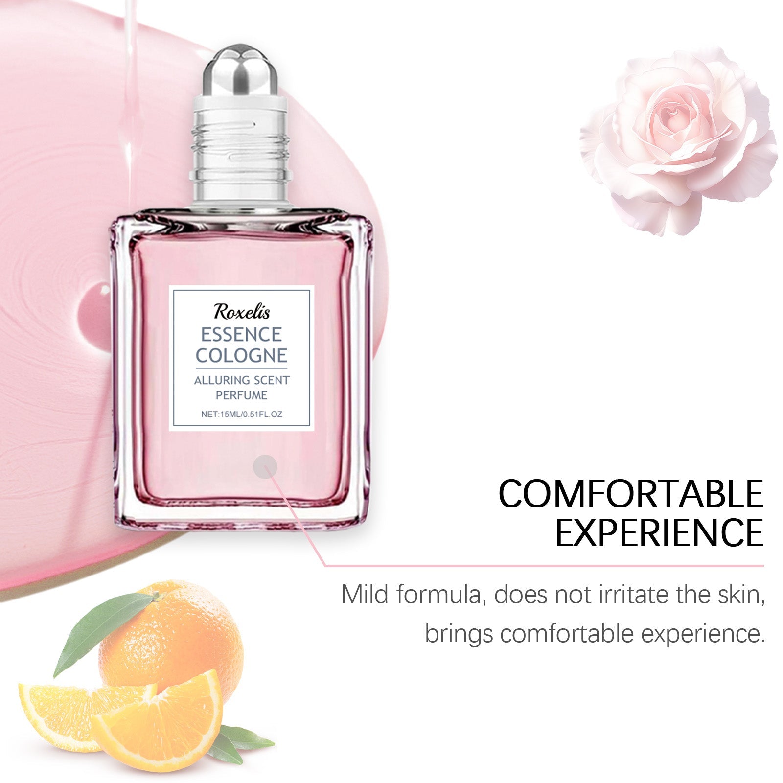 Pink Rose Fragrance Essential Oil, Mild Natural Fresh Fragrance Fragrance Portable Women&