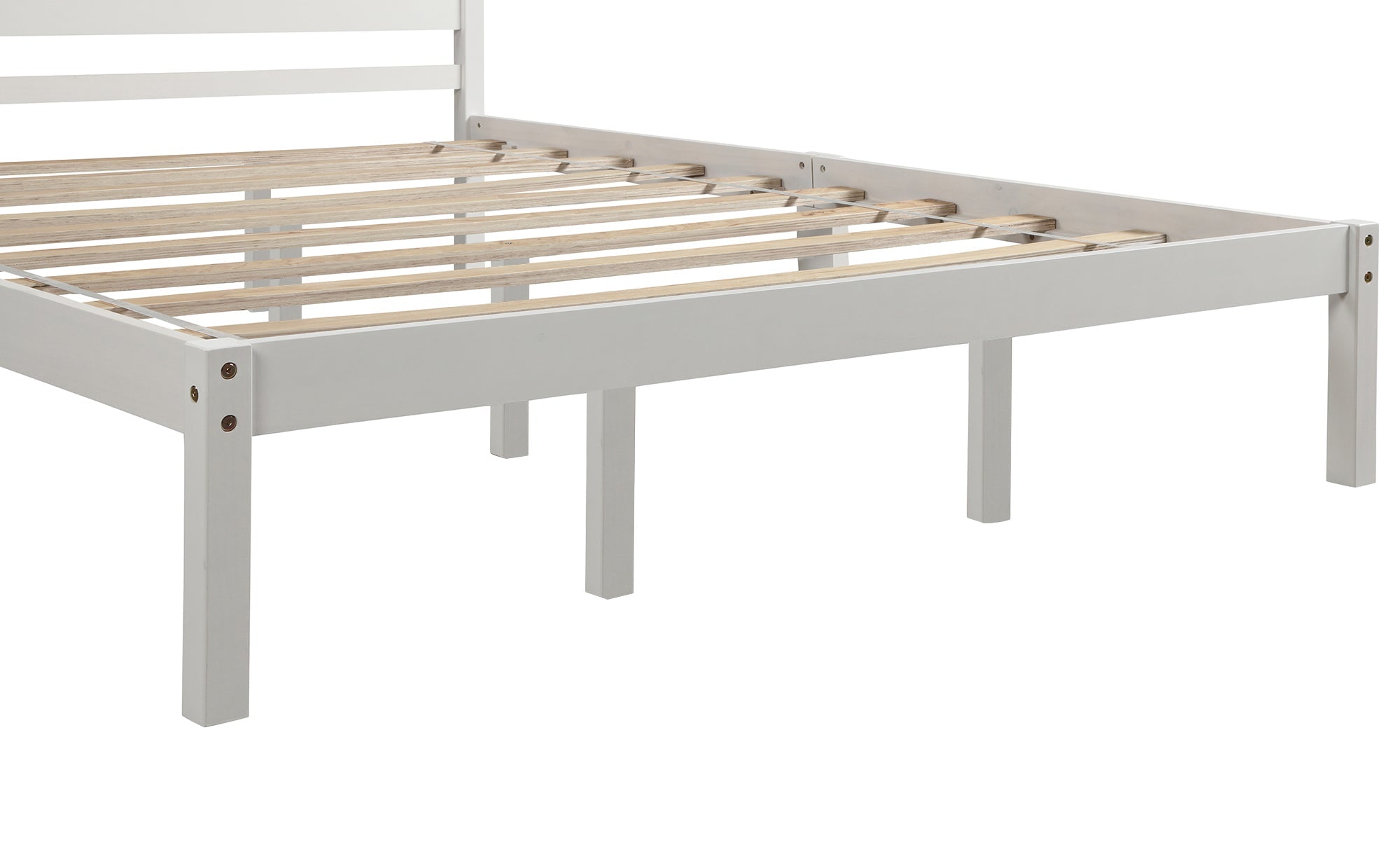 Platform Bed Frame with Headboard, Wood Slat Support, No Box Spring Needed Queen White