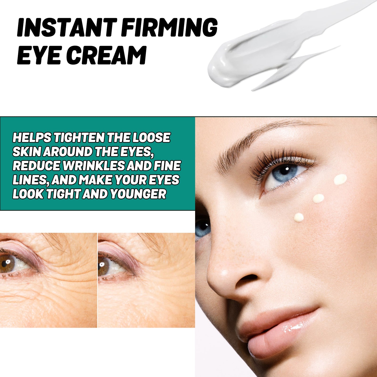 Instant Firming Eye Cream, Elastic Tightens Eye Skin Moisturizing Treatment To Reduce Fine Lines And Dark Circles Under The Eyes