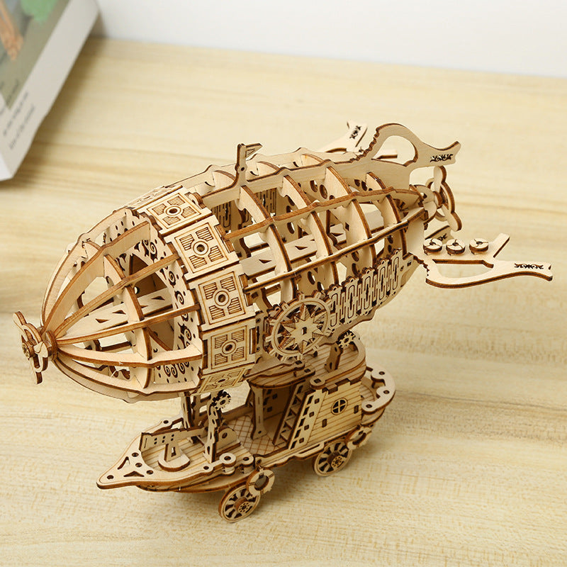 3D creative three-dimensional puzzle manual DIY wooden airship assembly tabletop decoration model children&