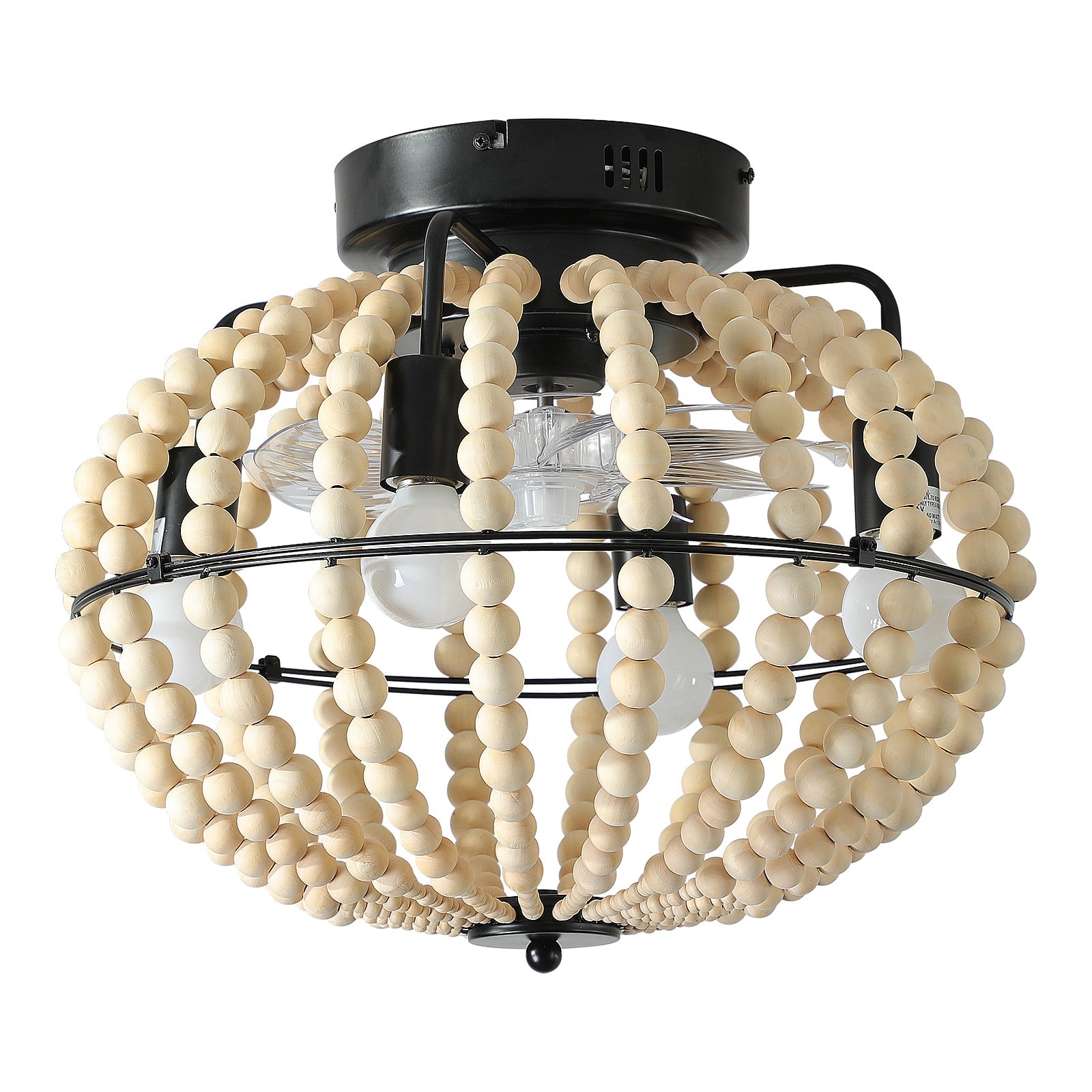 Beaded Wood Chandelier Fan