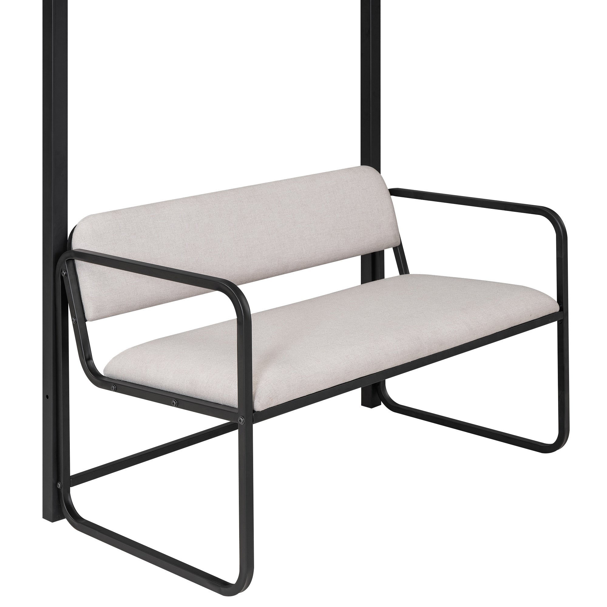Twin Size Metal Loft Bed with Bench and Storage Staircase Black