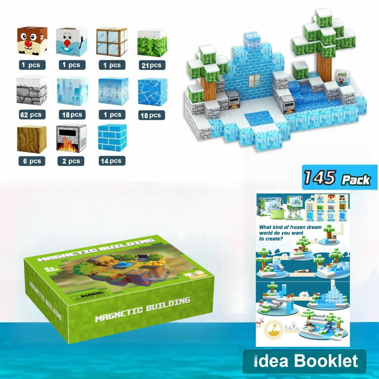 My Building World Magnetic Cube DIY Cherry Blossom Mountain Children&
