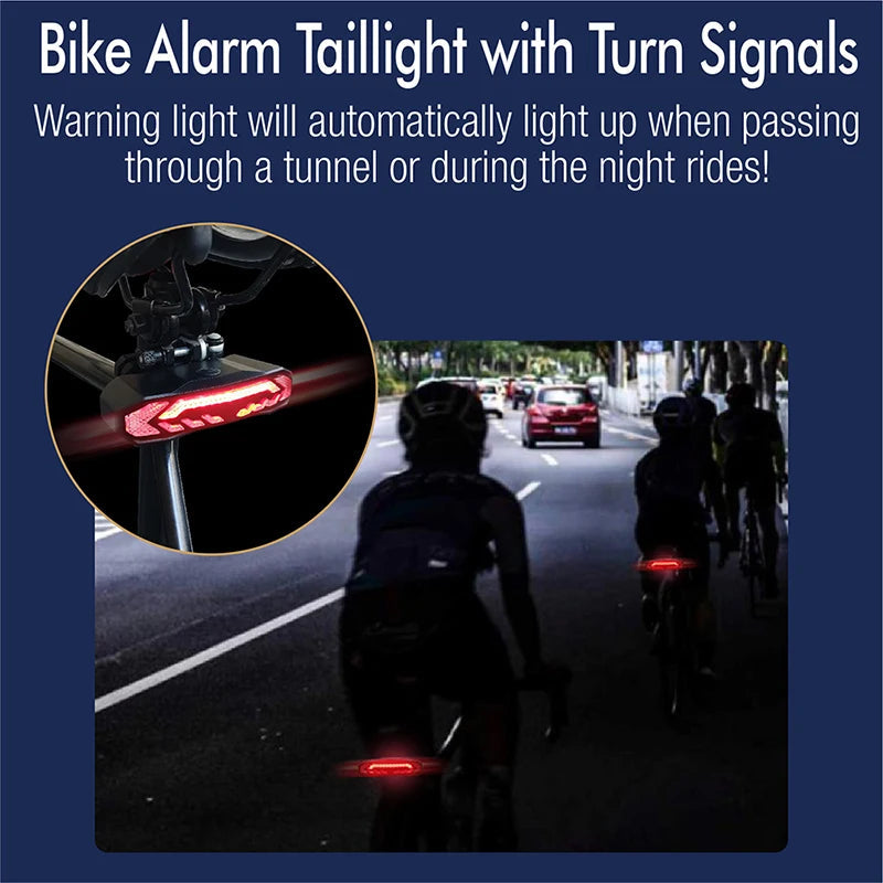 Bike Alarm Tail Light with Turn Signals Multifunctional Waterproof USB Rechargeable Electric Bell Bicycle Lamp Bike Rear Light