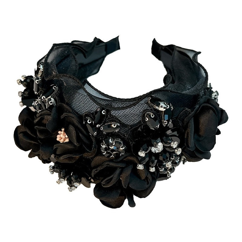 Fabric Flower Heavy Industry Wide Edge Crystal Super Immortal Women&