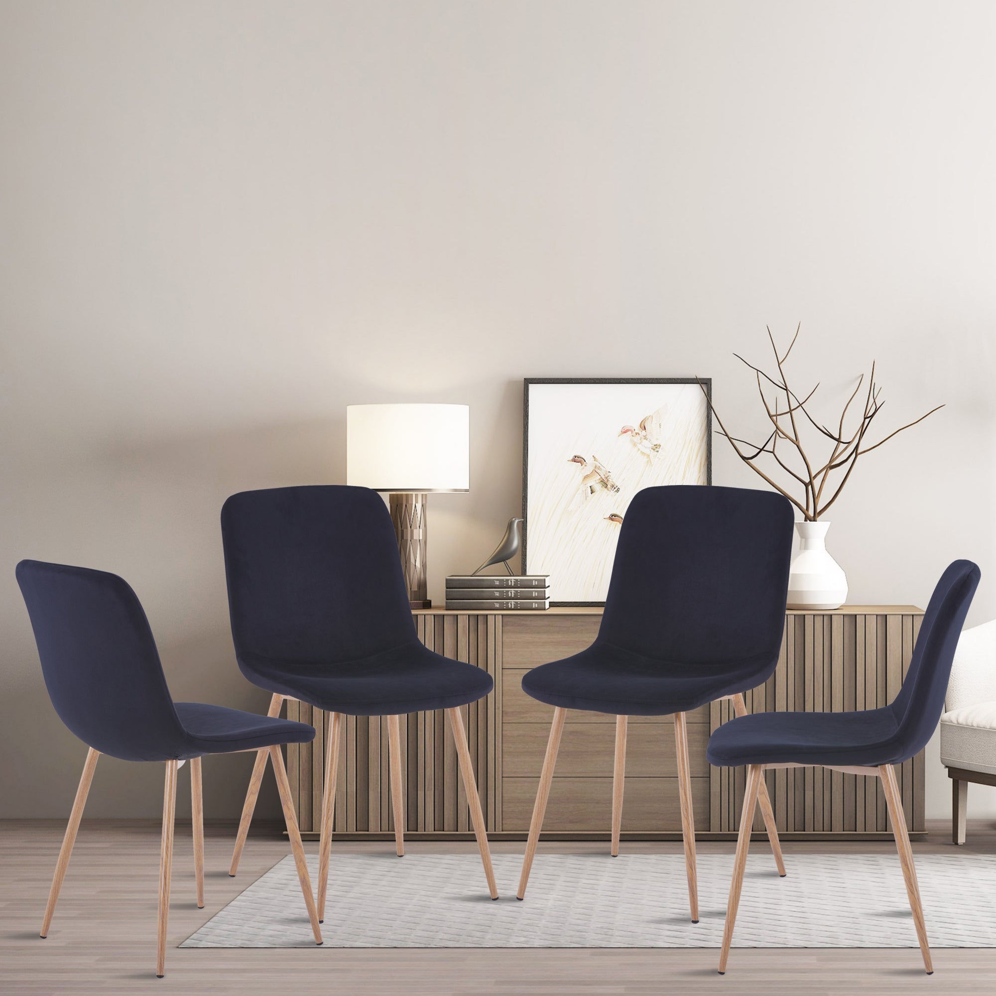 Dining Chair 4PCS(BLACK)Modern style New technology Suitable for restaurants cafes taverns offices