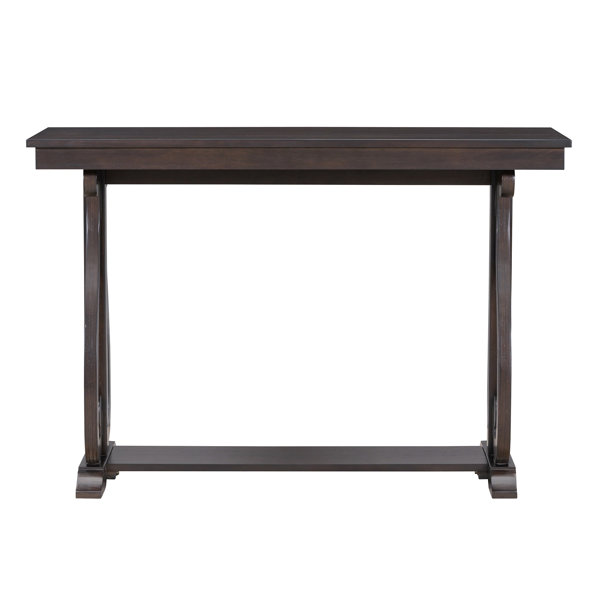 48-Inch Rustic Vintage Console Table --- Farmhouse Style Entryway Table with Open Shelf and Sturdy Construction (Espresso)