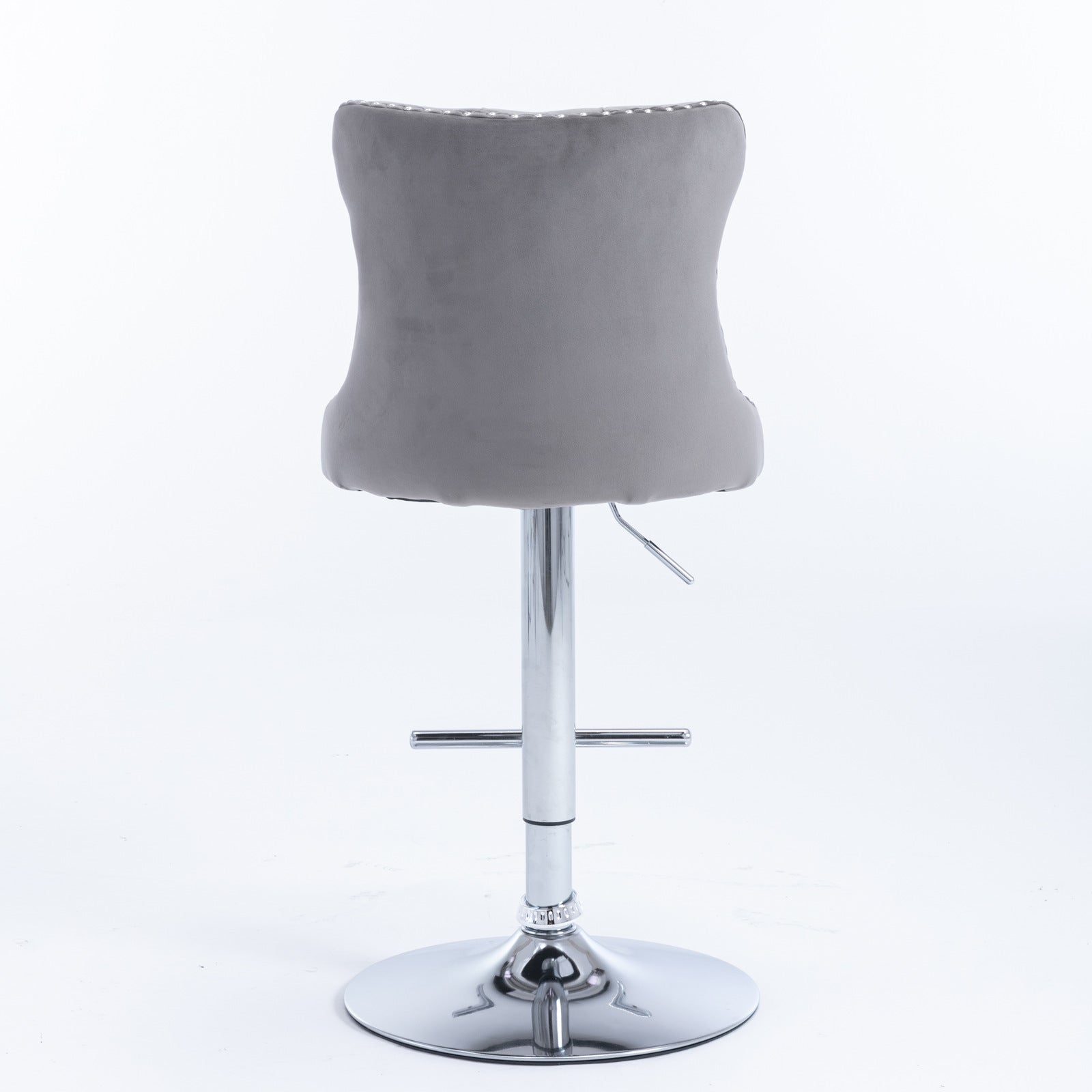 (Gray,Set of 2) 25-33 Inch, Modern Upholstered Chrome base Bar Stools with Backs Comfortable Tufted for Home Pub and Kitchen