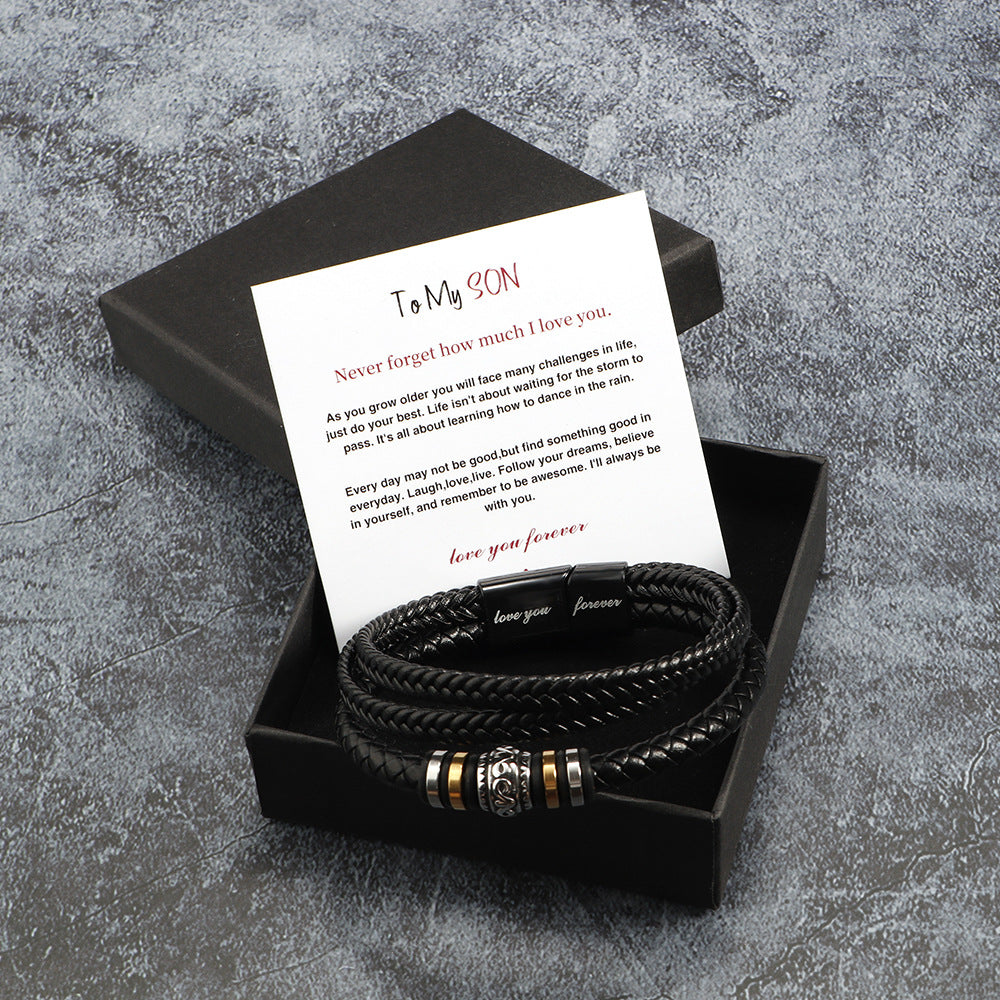 Stainless steel multi-layer woven bracelet men&
