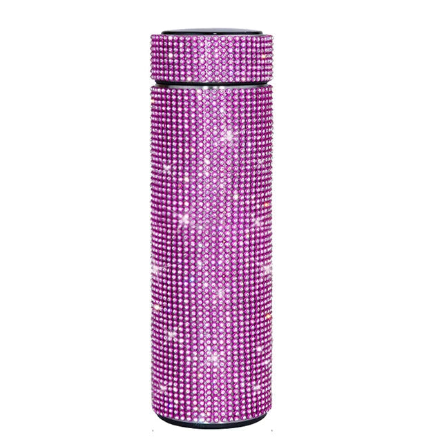 500ml diamond inlaid temperature cup, LED temperature display cup, intelligent water bottle, insulated cup, girl&