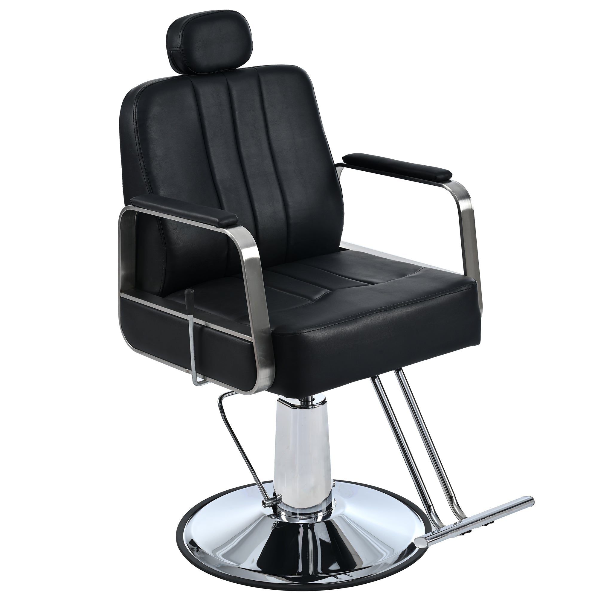 Premium Reclining barber Chair Salon Chair for Hair Stylist with Heavy Duty Hydraulic Pump, 360° Rotation Black