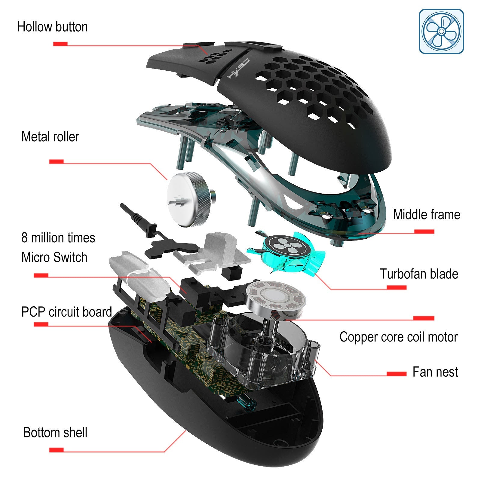 J400 Wired Gaming Mouse 8000DPI