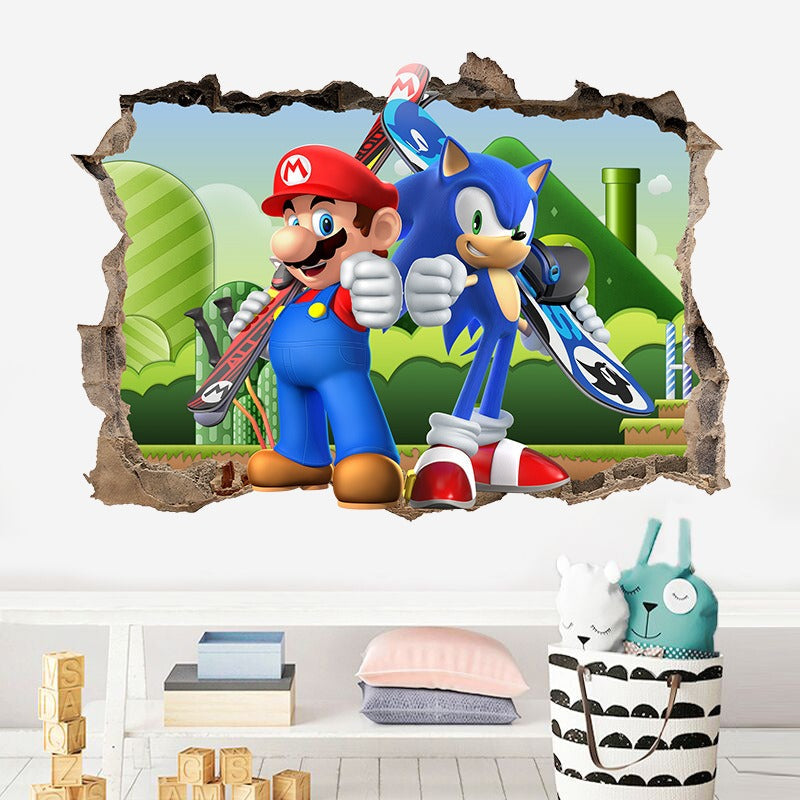 3D Wall Piercing Mary Full Staff Wall Stickers Living Room Bedroom Kindergarten Decoration Background Wall