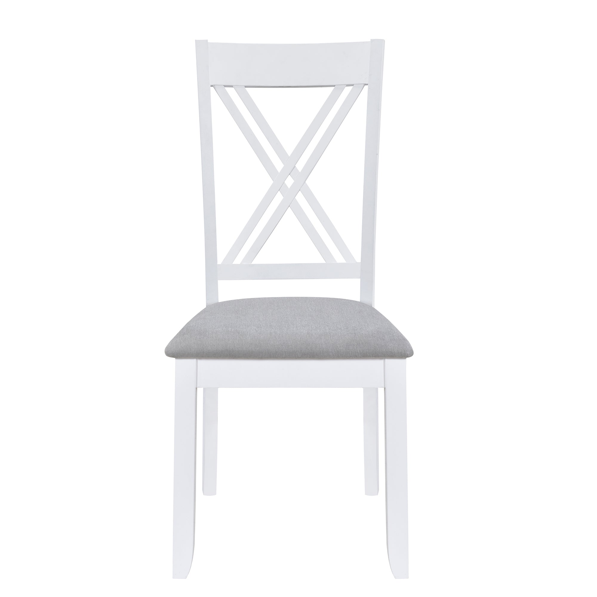 TOPMAX Rustic Minimalist Wood 5-Piece Dining Table Set with 4 X-Back Chairs for Small Places White