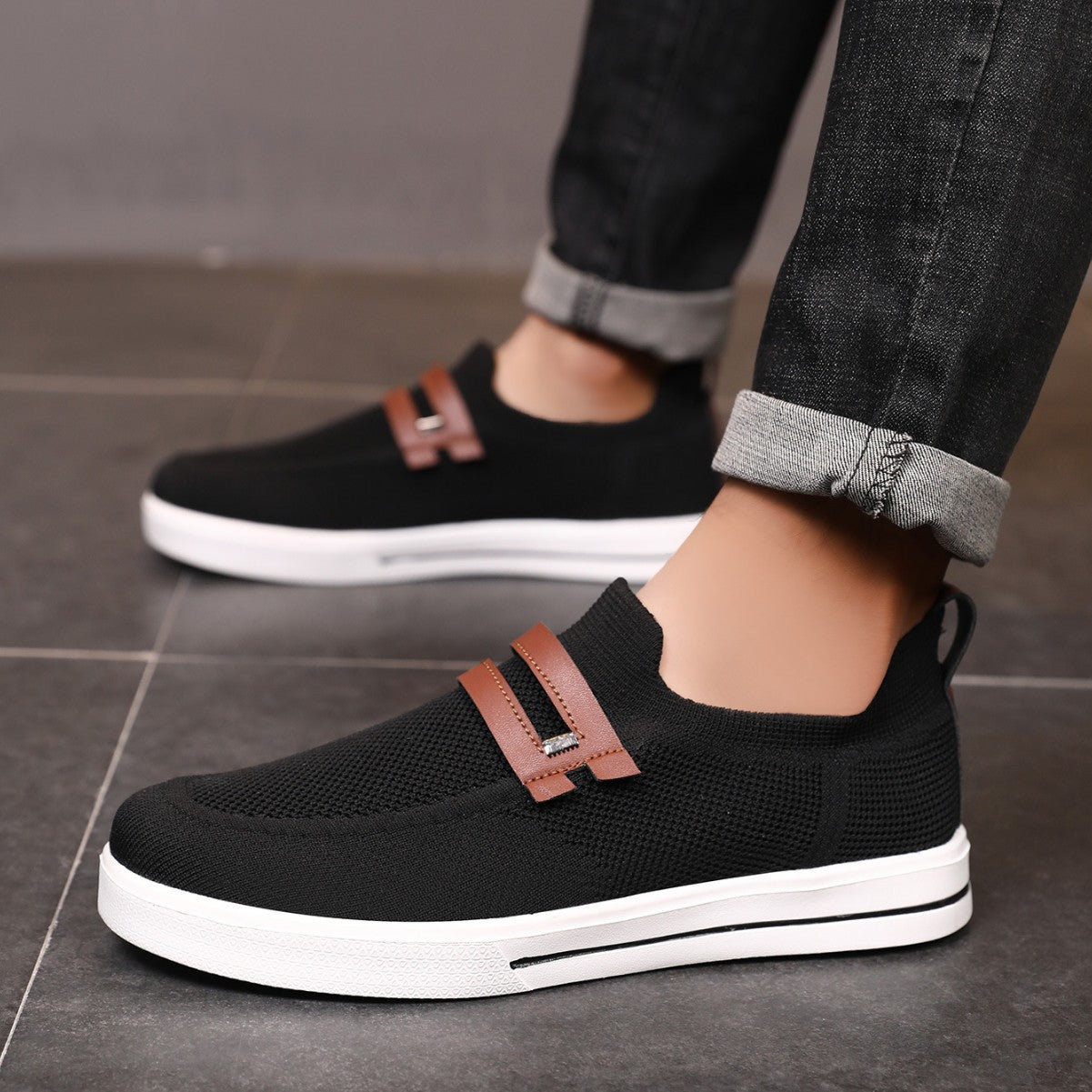 Soft elastic mesh shoes sports shoes lightweight business men&
