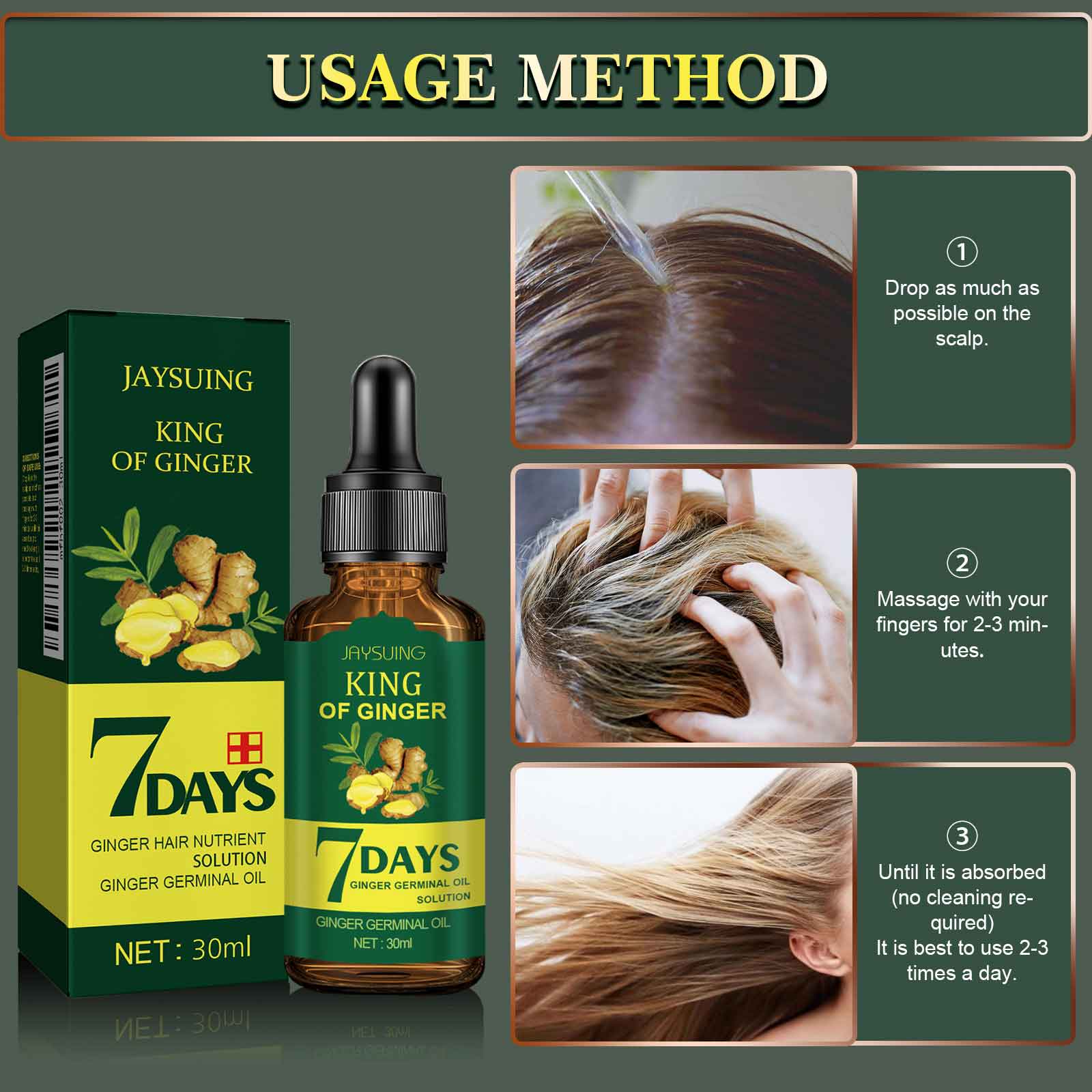 Ginger Hair Care Essential Oil Refreshing And Nourishing Scalp Follicles And Strengthening Hair Nutrition Solution