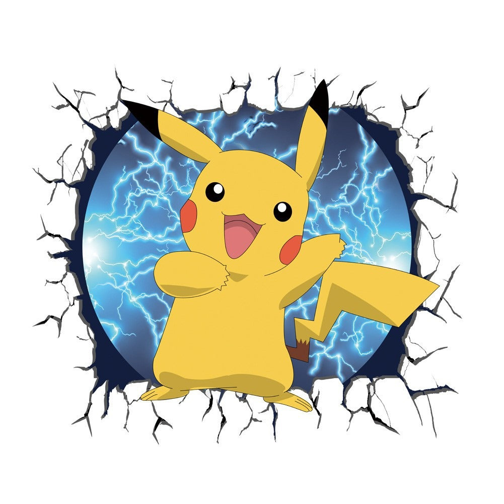 New 3D Pikachu Wall Sticker Pok é mon Wallpaper Self adhesive Cartoon Graffiti Anime Poster Children&