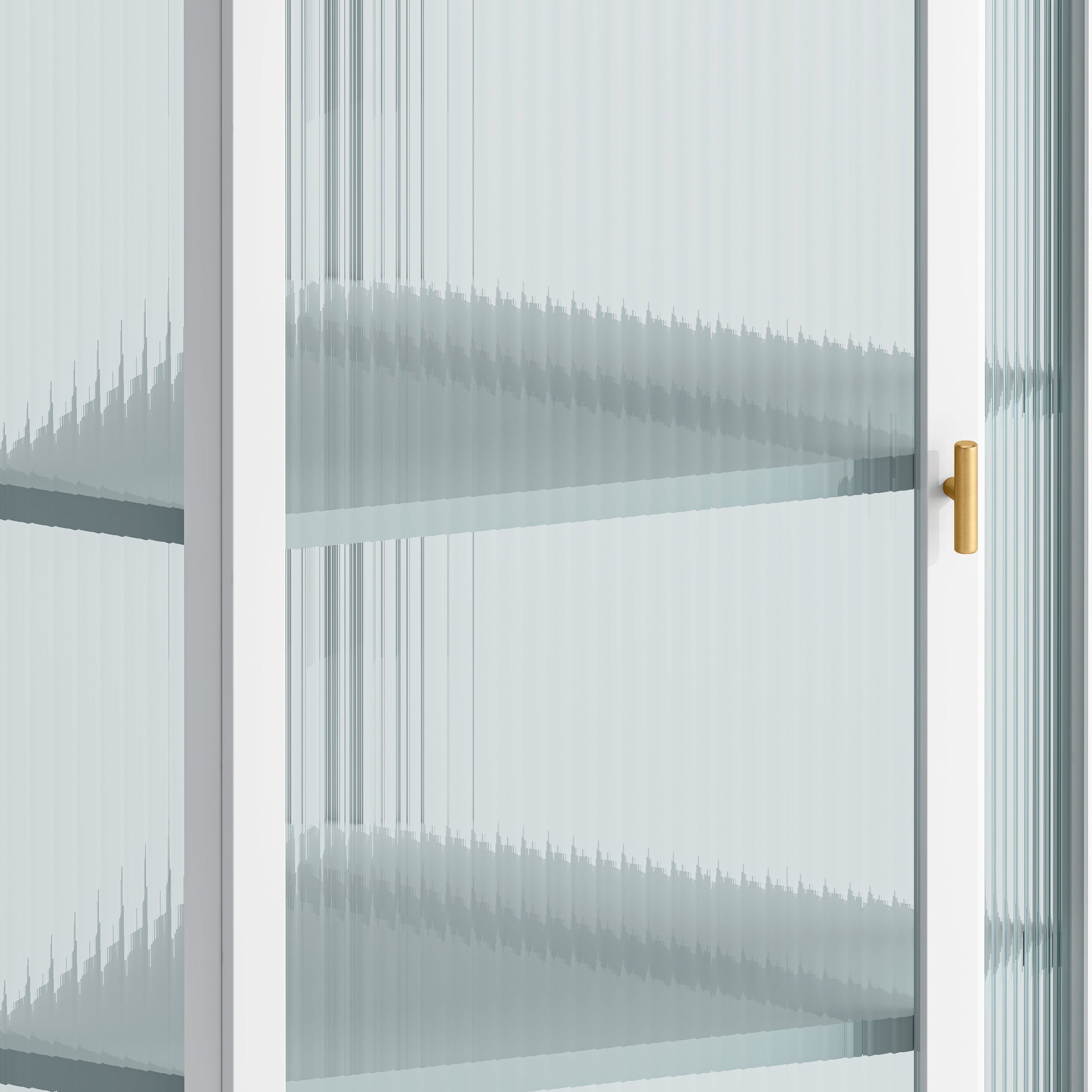 Glass Door Wall Mounted Corner Cabinet with Featuring Four-tier Storage White