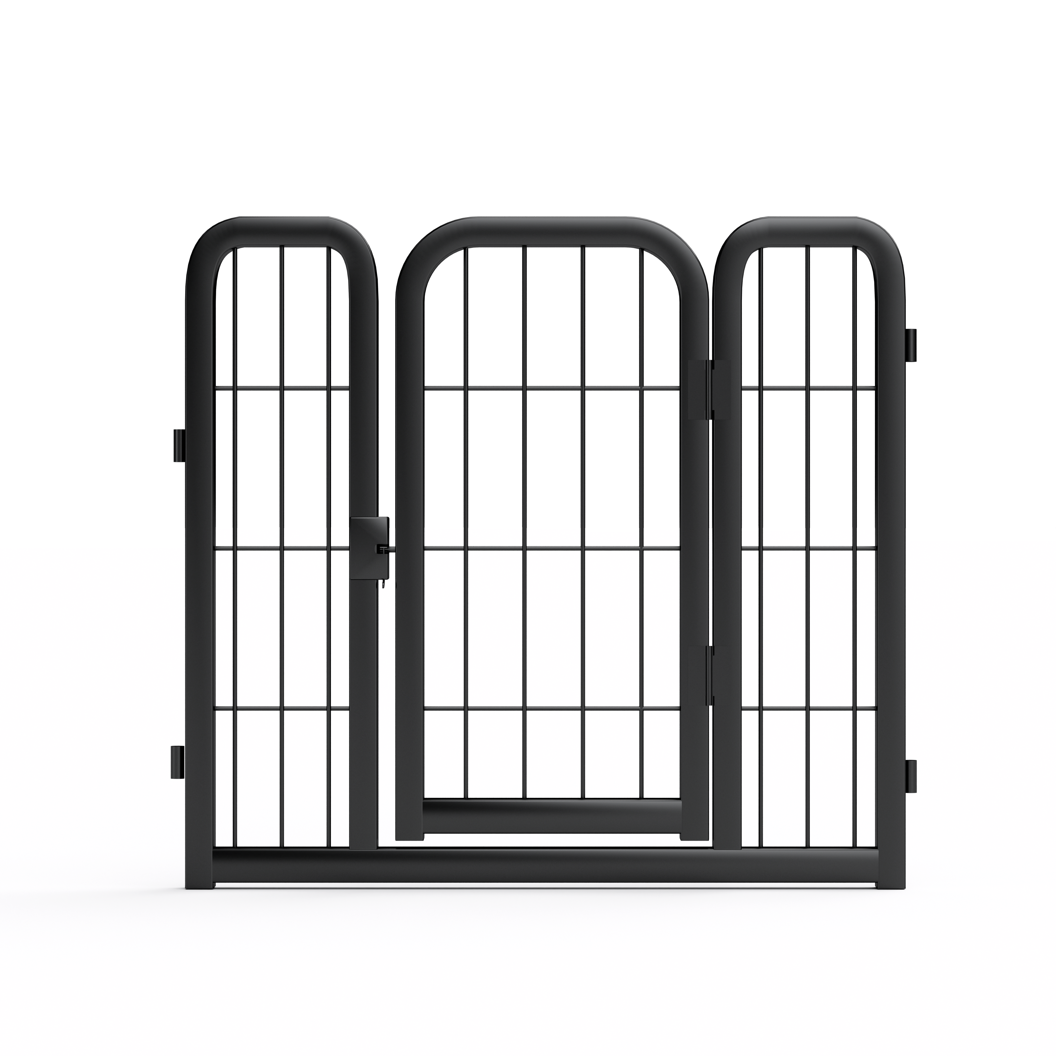 Outdoor 12 piece dog fence, 24 inch portable indoor game fence for small dog pets. Black, 22.2 inches wide x 23.6 inches high.