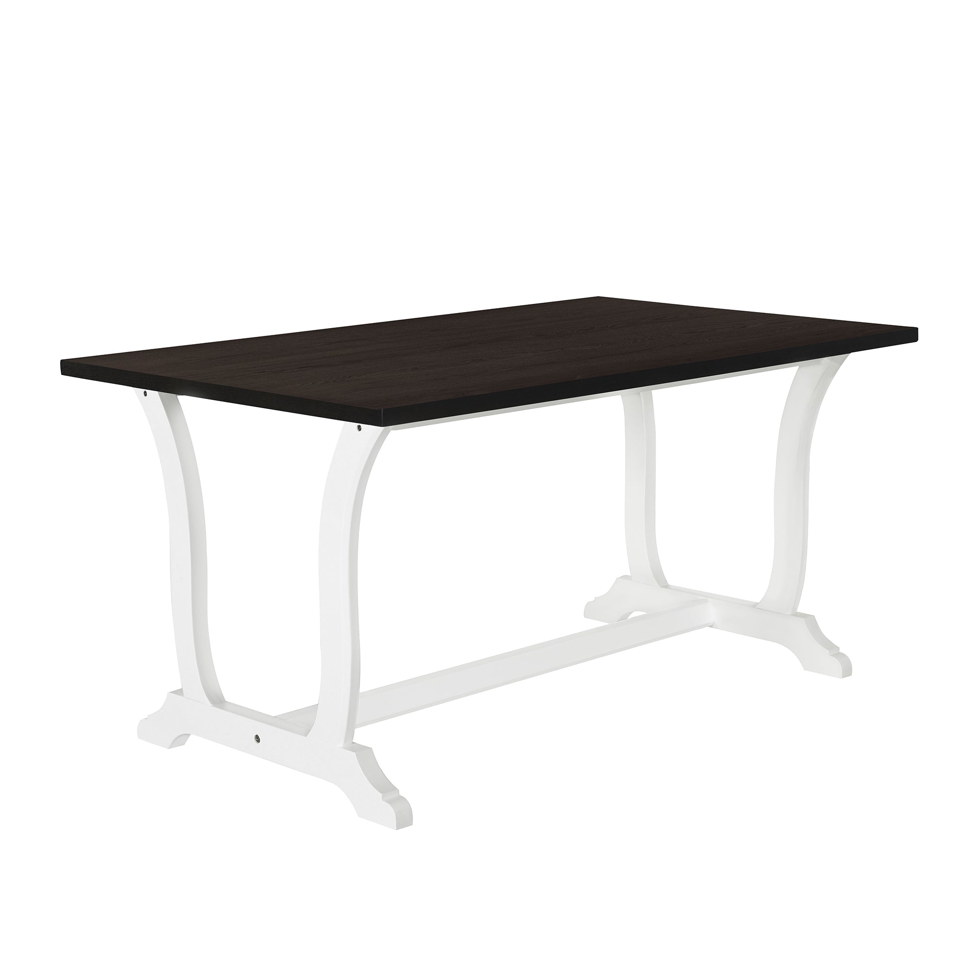 TOPMAX Farmhouse 6-Piece Trestle Dining Table Set with Upholstered Dining Chairs and Bench 59inch, White