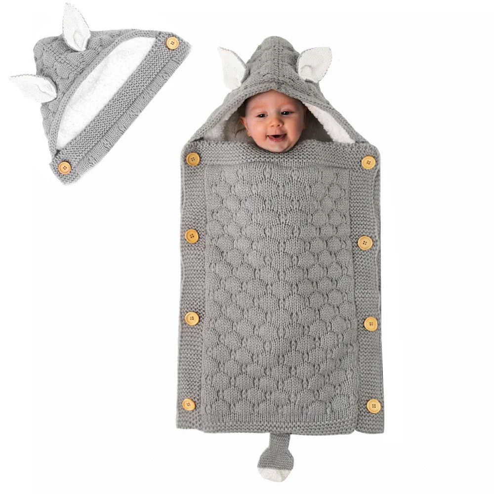 Baby Sleep Bag Newborn Sleepsack Warm Knitted Stroller Sleep Sack Toddler Knit Swaddling Blanket for 1-12Months