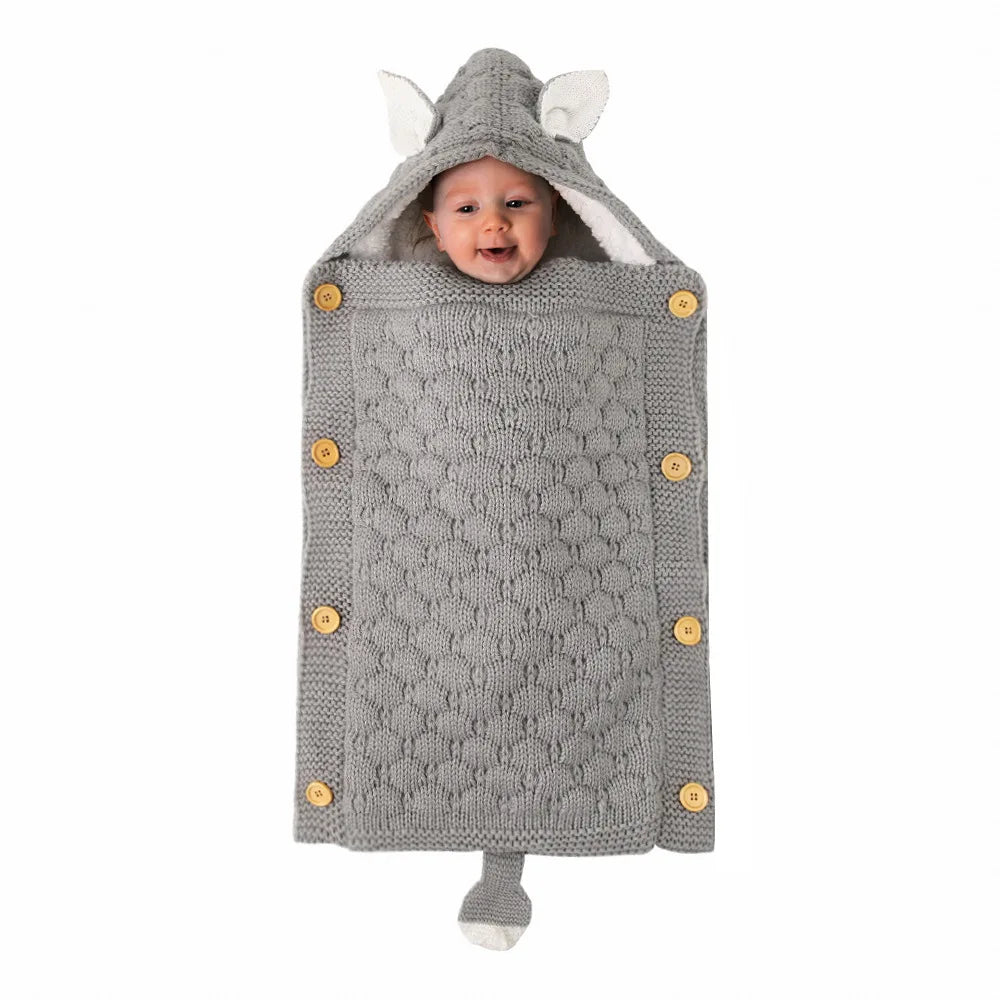 Baby Sleep Bag Newborn Sleepsack Warm Knitted Stroller Sleep Sack Toddler Knit Swaddling Blanket for 1-12Months