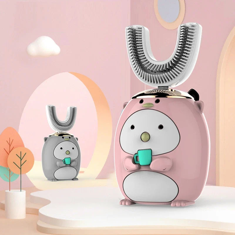 Smart U 360 Degrees Kids Sonic Electric Toothbrush Silicon USB Automatic Ultrasonic Teeth Tooth Brush Cartoon Pattern Children