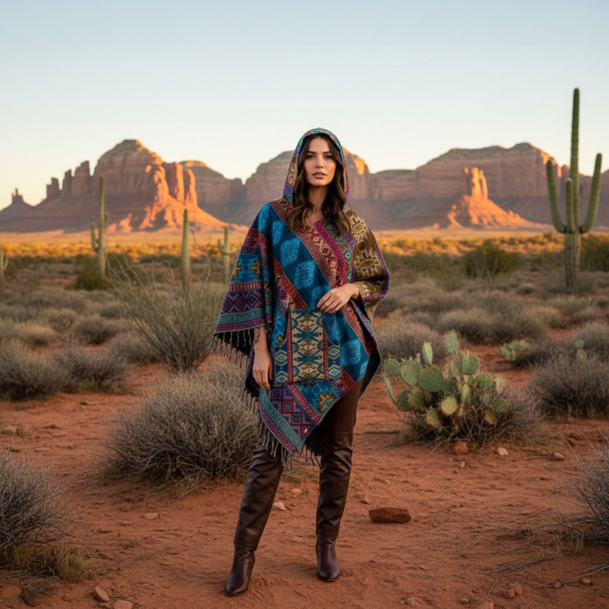Nanda Hooded Poncho