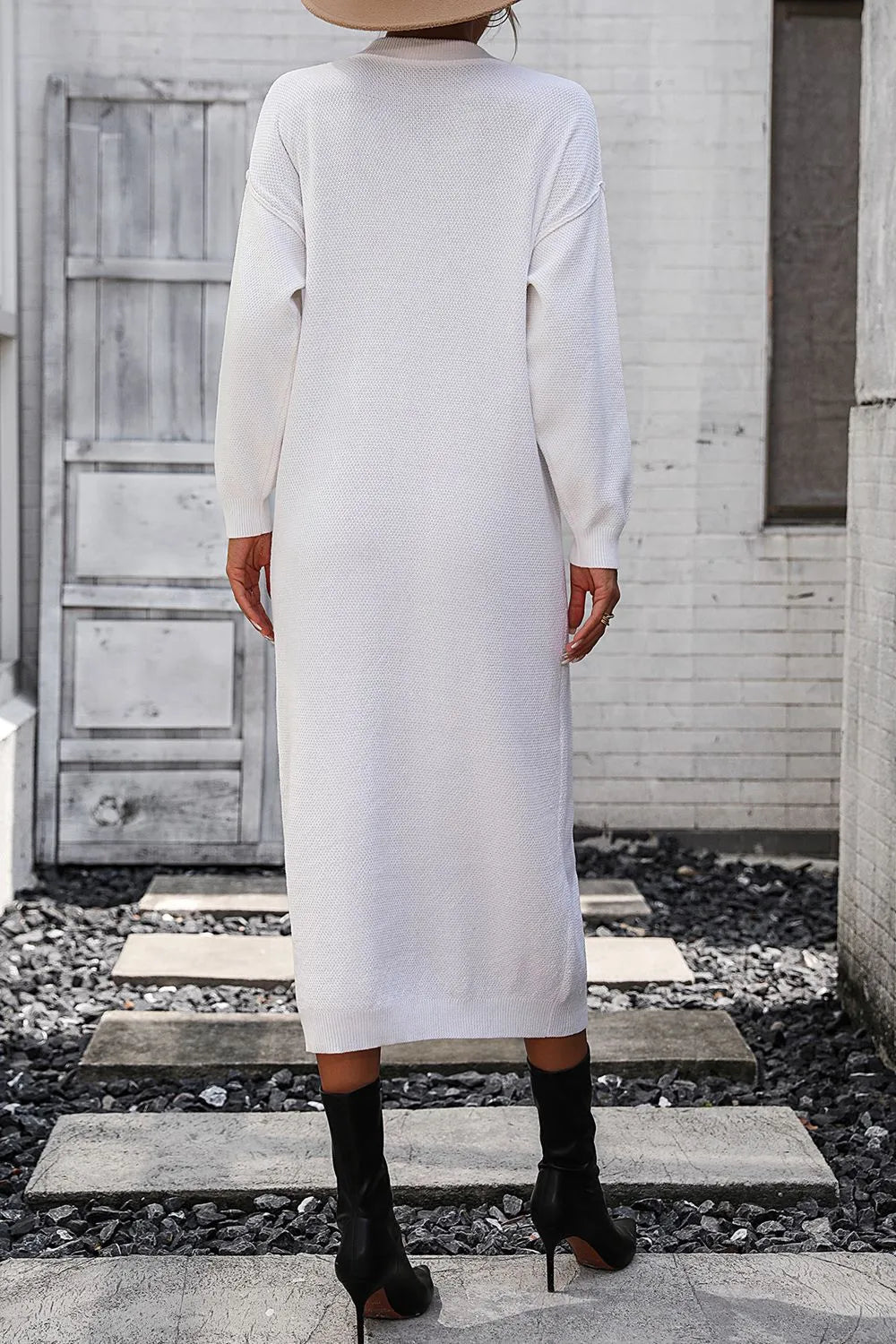 Button knit sweater dress fashionable temperament commuting women&