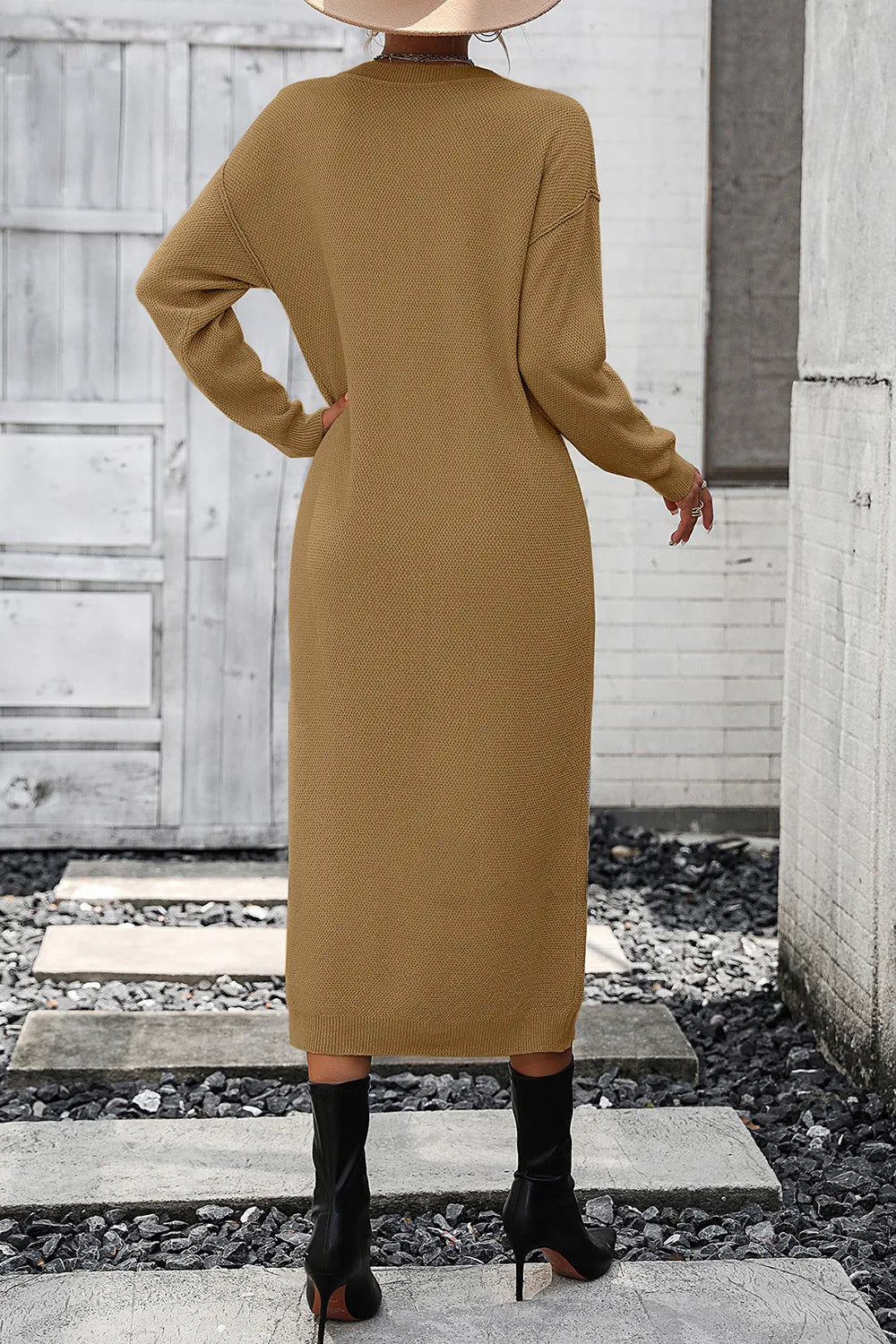 Button knit sweater dress fashionable temperament commuting women&