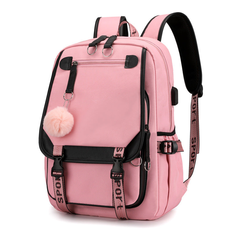 Cartoon Heat Transfer Backpack Large Capacity USB Cartoon Student Schoolbag