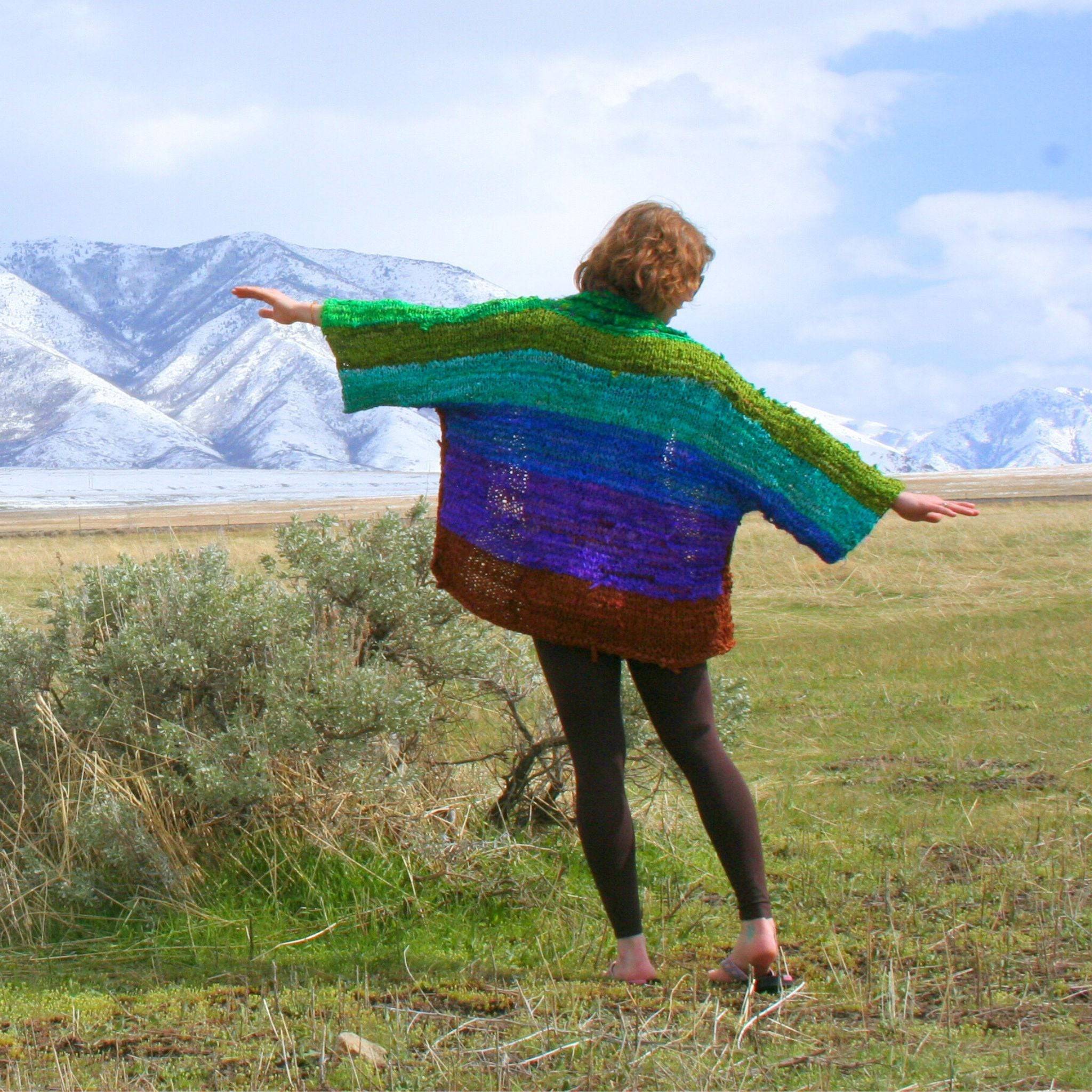 Chi Rainbow Ribbon Kimono Jacket Knit Pattern