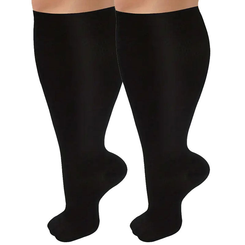 Fat and enlarged black fat compression socks super wide calf and knee length socks men&