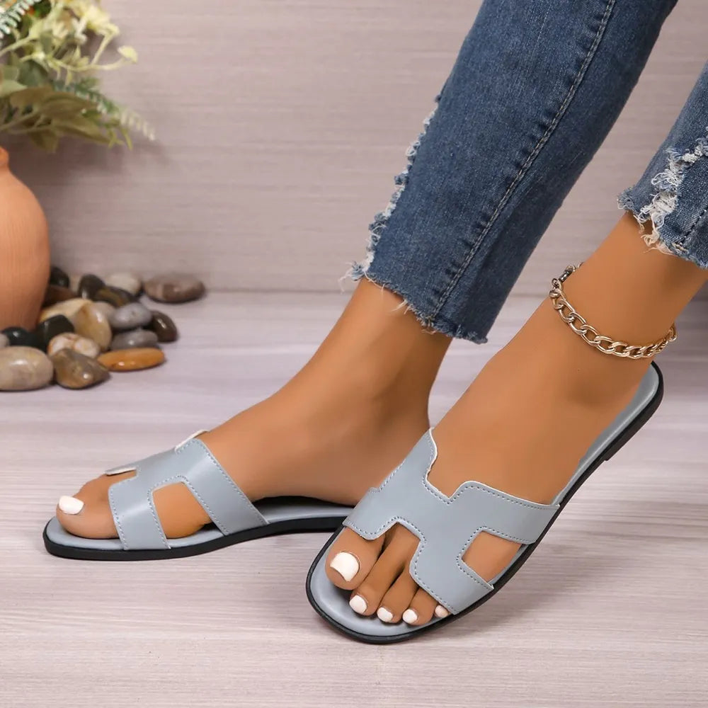 Flat bottomed comfortable one-piece cool slippers fashionable women&