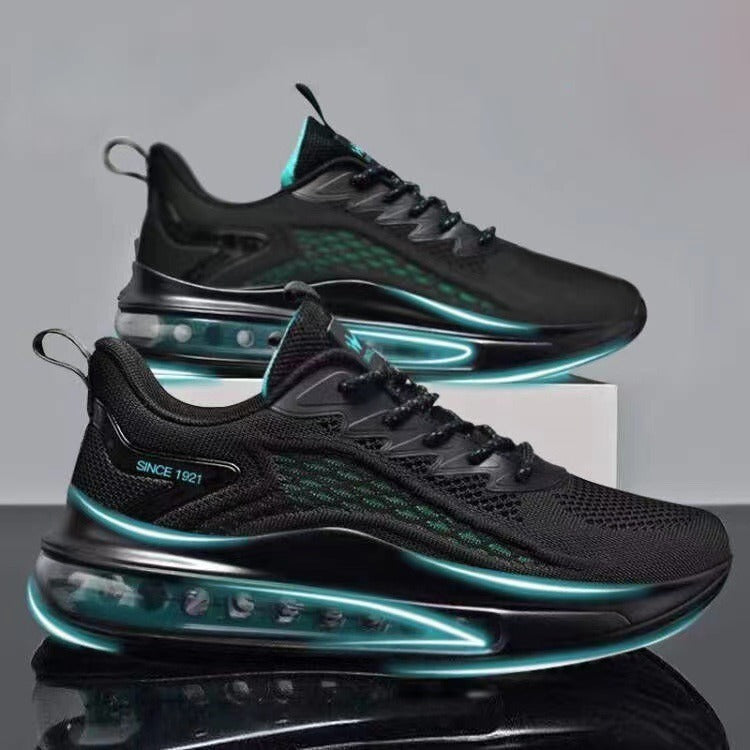 Flyknit running shoes for men, spring new shock-absorbing air cushion sports shoes, Korean version height increasing fashionable casual shoes for men