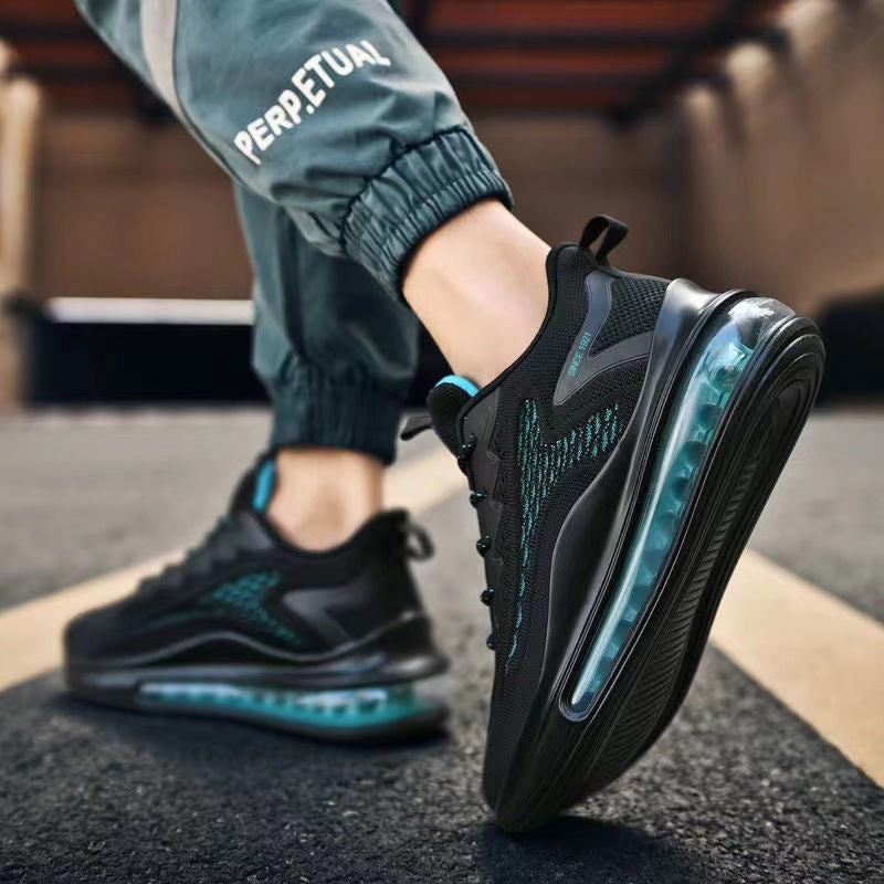 Flyknit running shoes for men, spring new shock-absorbing air cushion sports shoes, Korean version height increasing fashionable casual shoes for men