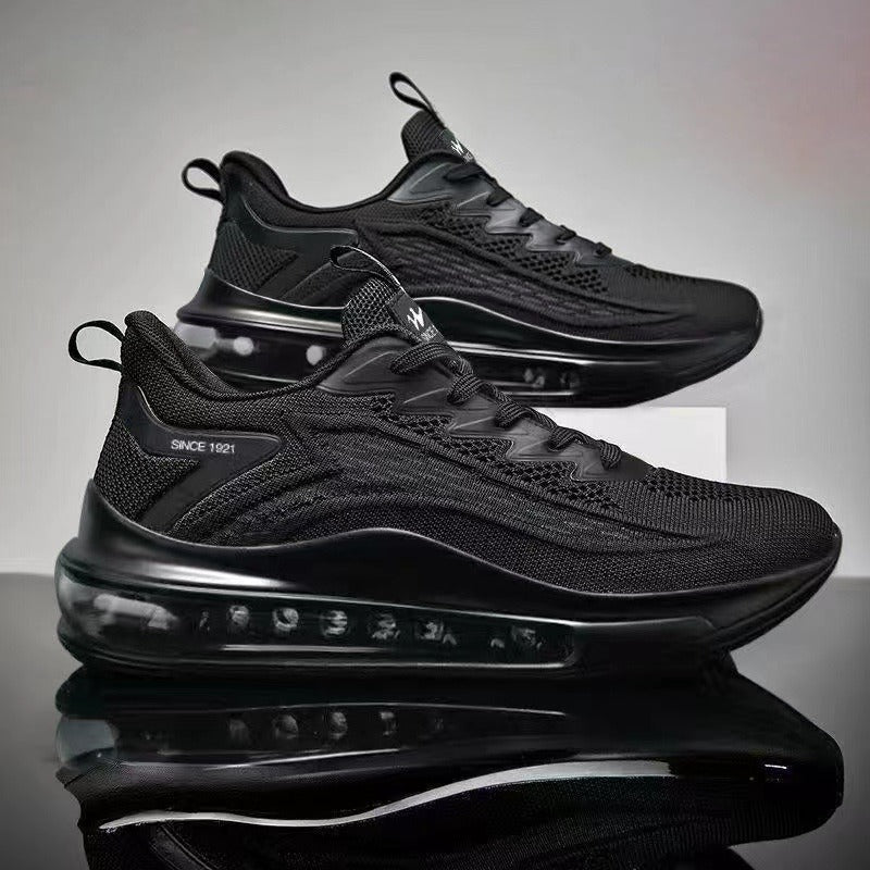 Flyknit running shoes for men, spring new shock-absorbing air cushion sports shoes, Korean version height increasing fashionable casual shoes for men