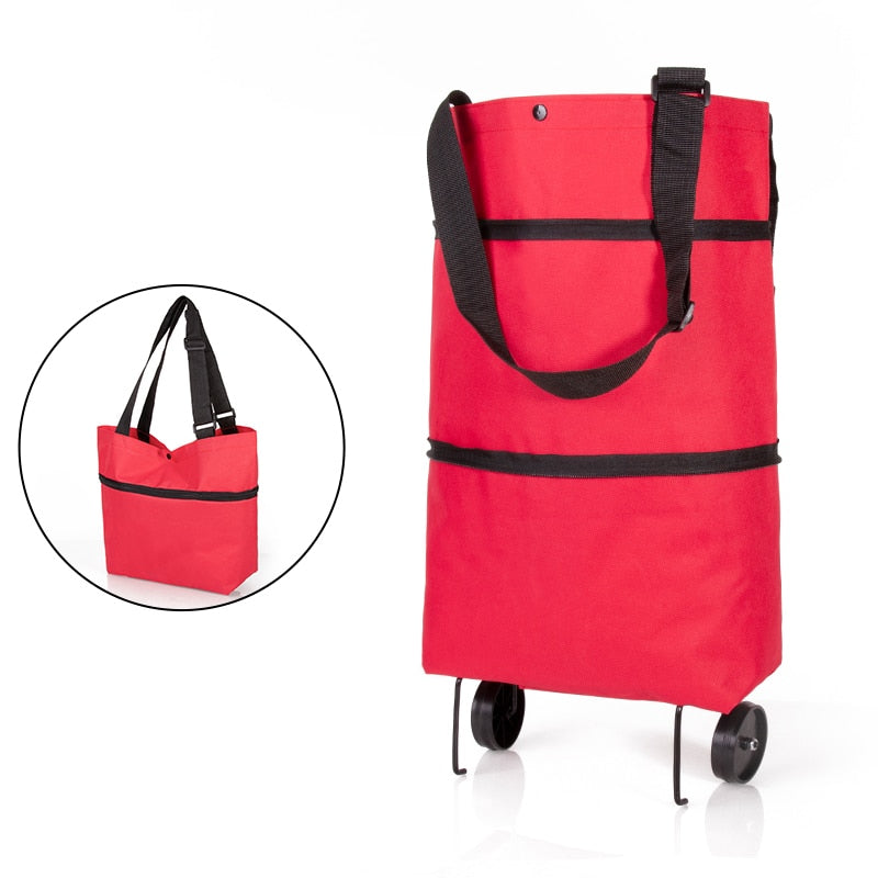 Folding Shopping Pull Cart Trolley Bag With Wheels Foldable Shopping Bags Reusable Grocery Bags Food Organizer Vegetables Bag