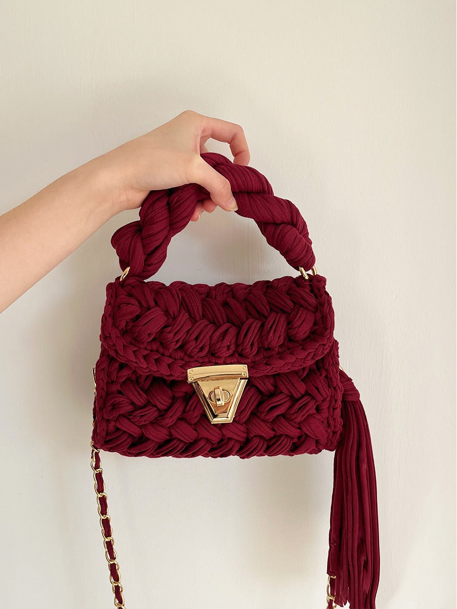 Hand woven bag crochet bag shoulder bag women&