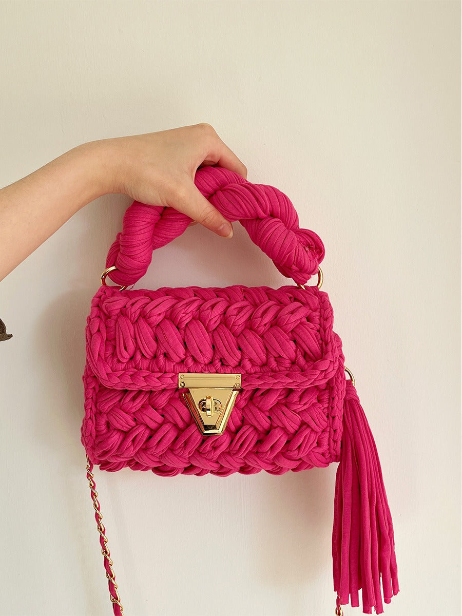 Hand woven bag crochet bag shoulder bag women&